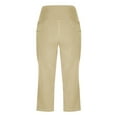 thumbnail image 7 of Stamzod Summer Pants for Women Solid Color High Waist Capris with Pocket Stretchy Stylish Casual Capri Pants for Women Khaki XXXL, 7 of 7