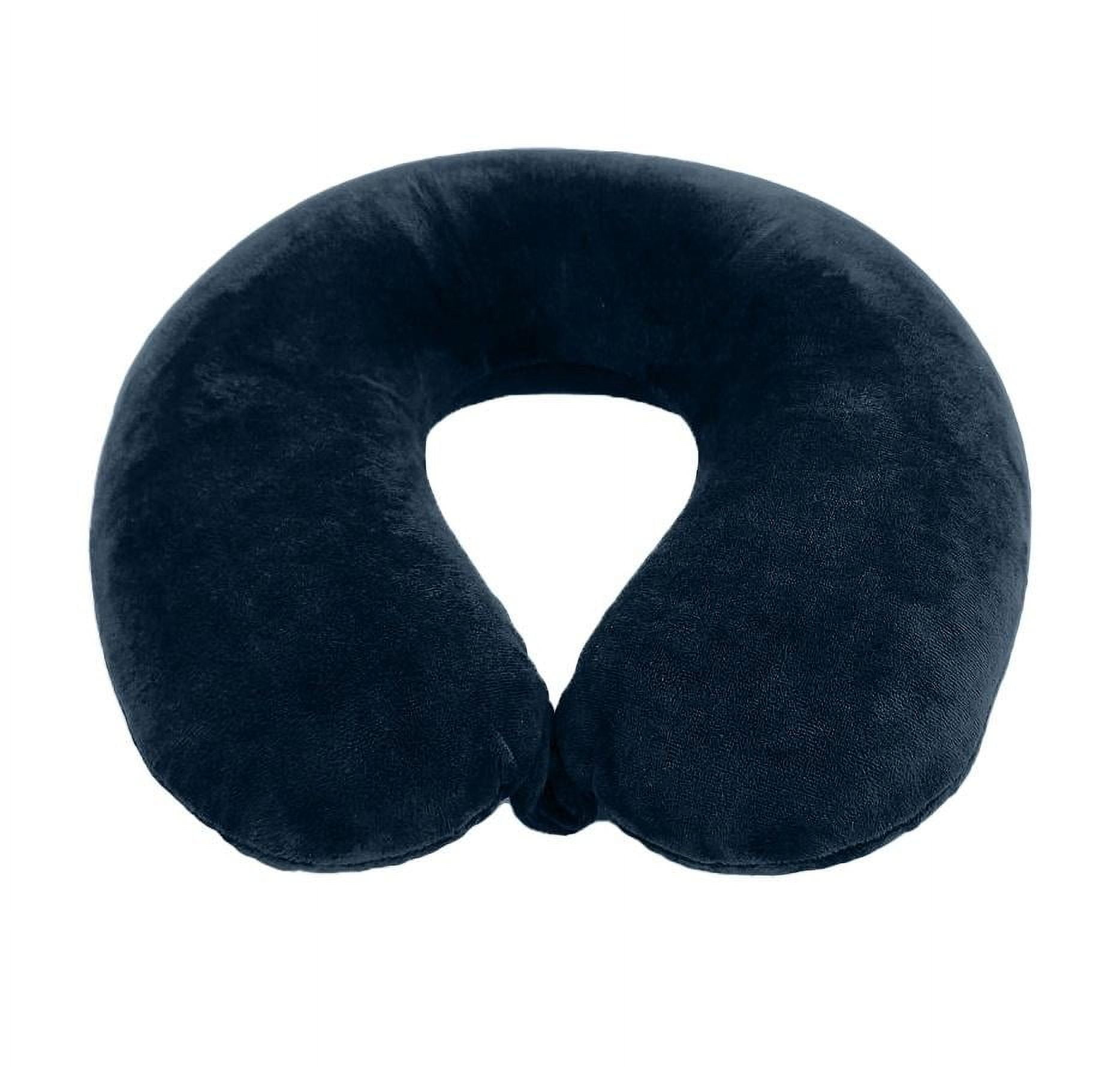 Protege Memory Foam Neck Pillow, 100% Polyester Fleece Knit, Navy, One Size