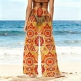 thumbnail image 4 of Gamivast Swim Pants for Women Cover up Tribal Print Beach Wide Leg Elastic Waist Pant Beach Sheer Boho Pull On Swimwear Summer Festival Outfits, 4 of 5