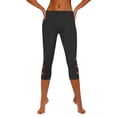 thumbnail image 4 of DGMIOCS Women Capris High Waist Yoga Pants Hollow Out Comfy Stretchy Seamless Leggings Workout Compression Capri Pants Black L, 4 of 7
