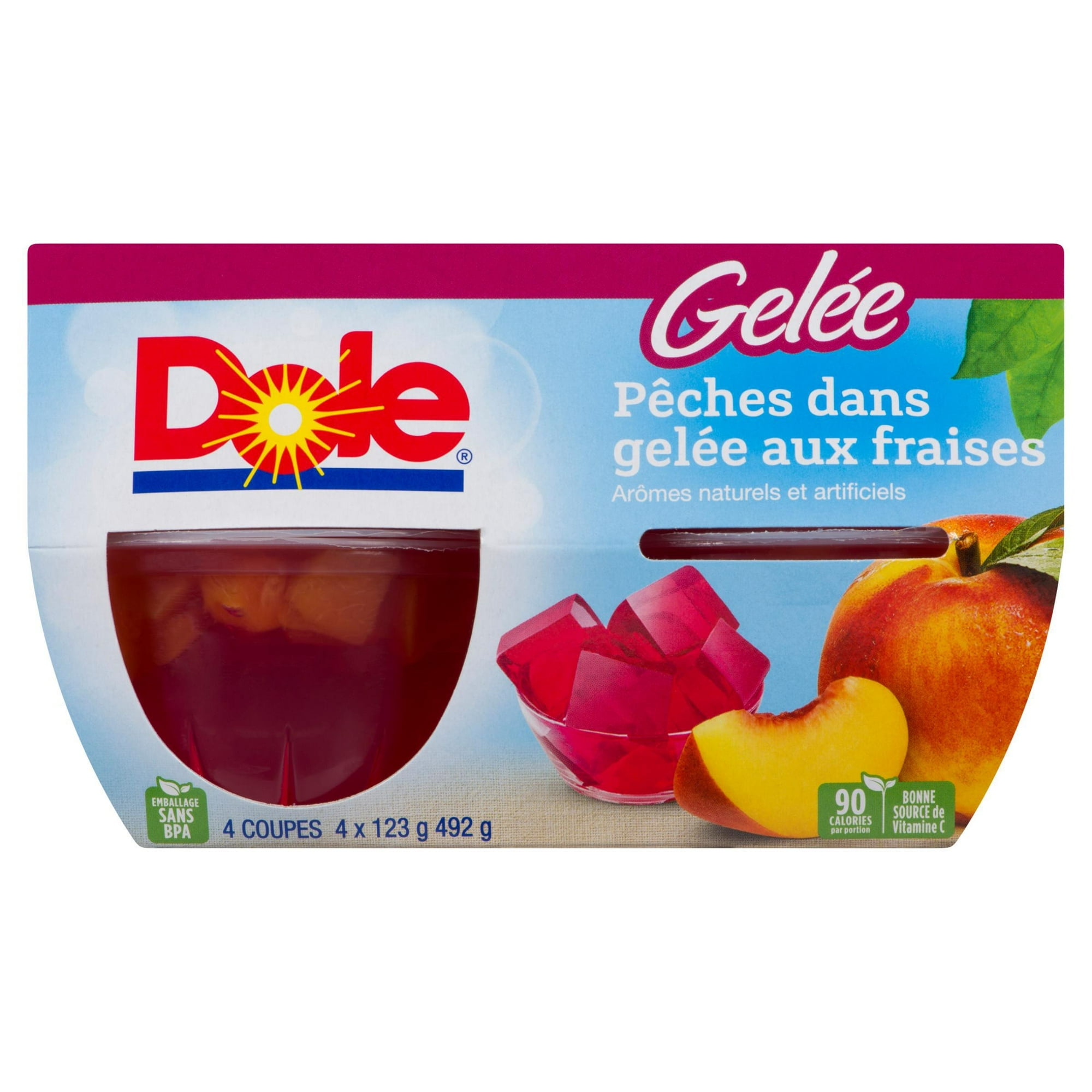Dole Peaches in Strawberry Gel, 4 Cups, 492 g