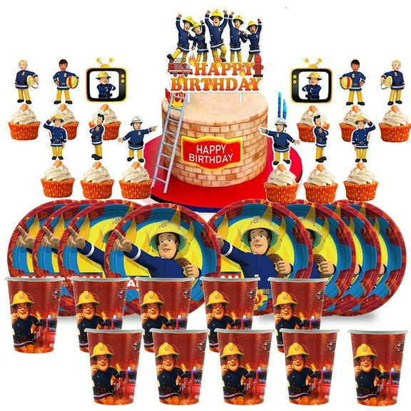 Fire Sam Birthday Cups Party Supplies Plates Decorations Cake Topper Decor