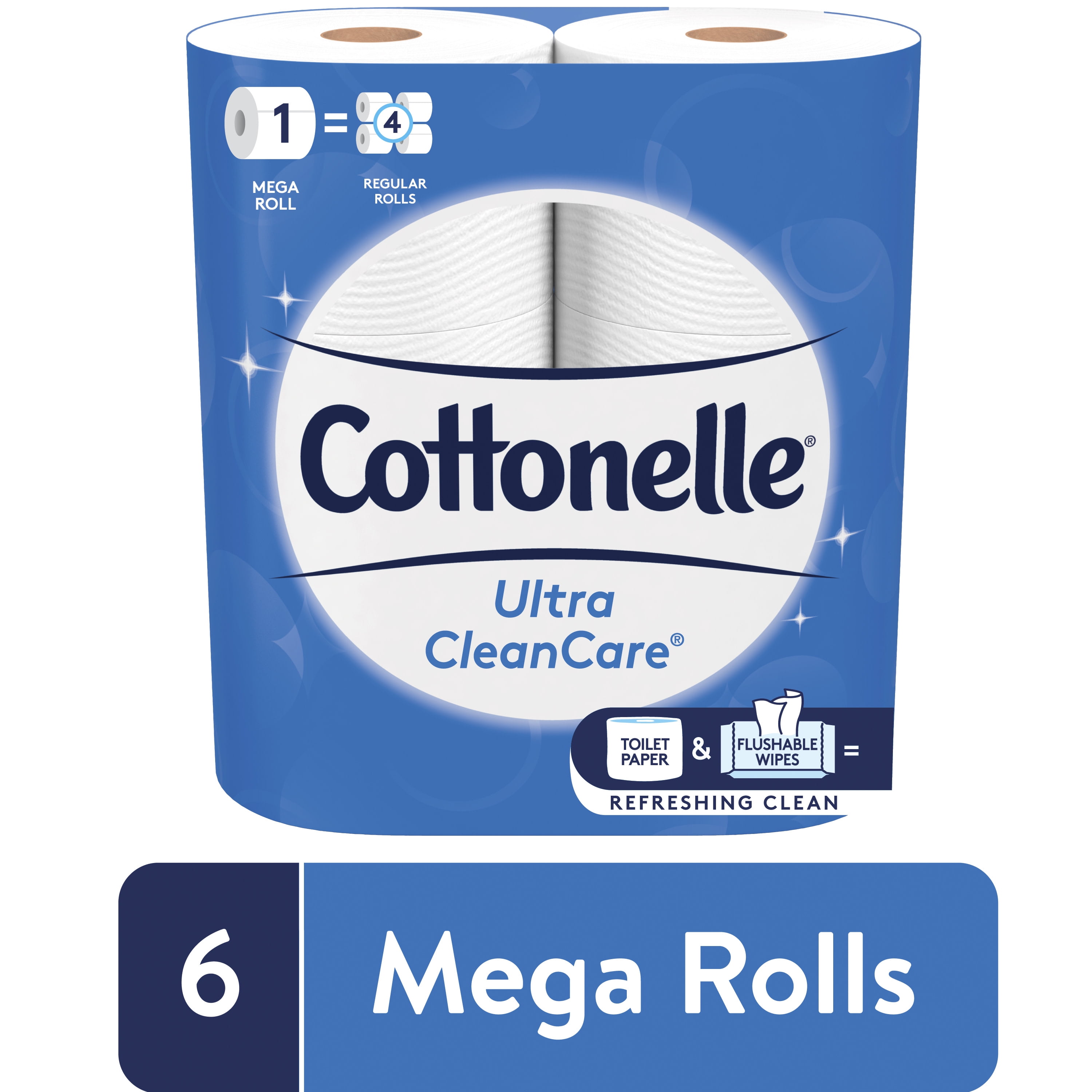 24=96 Mega Rolls Cottonelle Ultra Clean Care Bath Tissue Toilet Paper NEW 