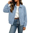 thumbnail image 3 of Kezqiaxn Lightweight Jacket Women Zipper Long Sleeve Loose Work Coat with Pocket Casual Outerwear Fashion Clothing, 3 of 4