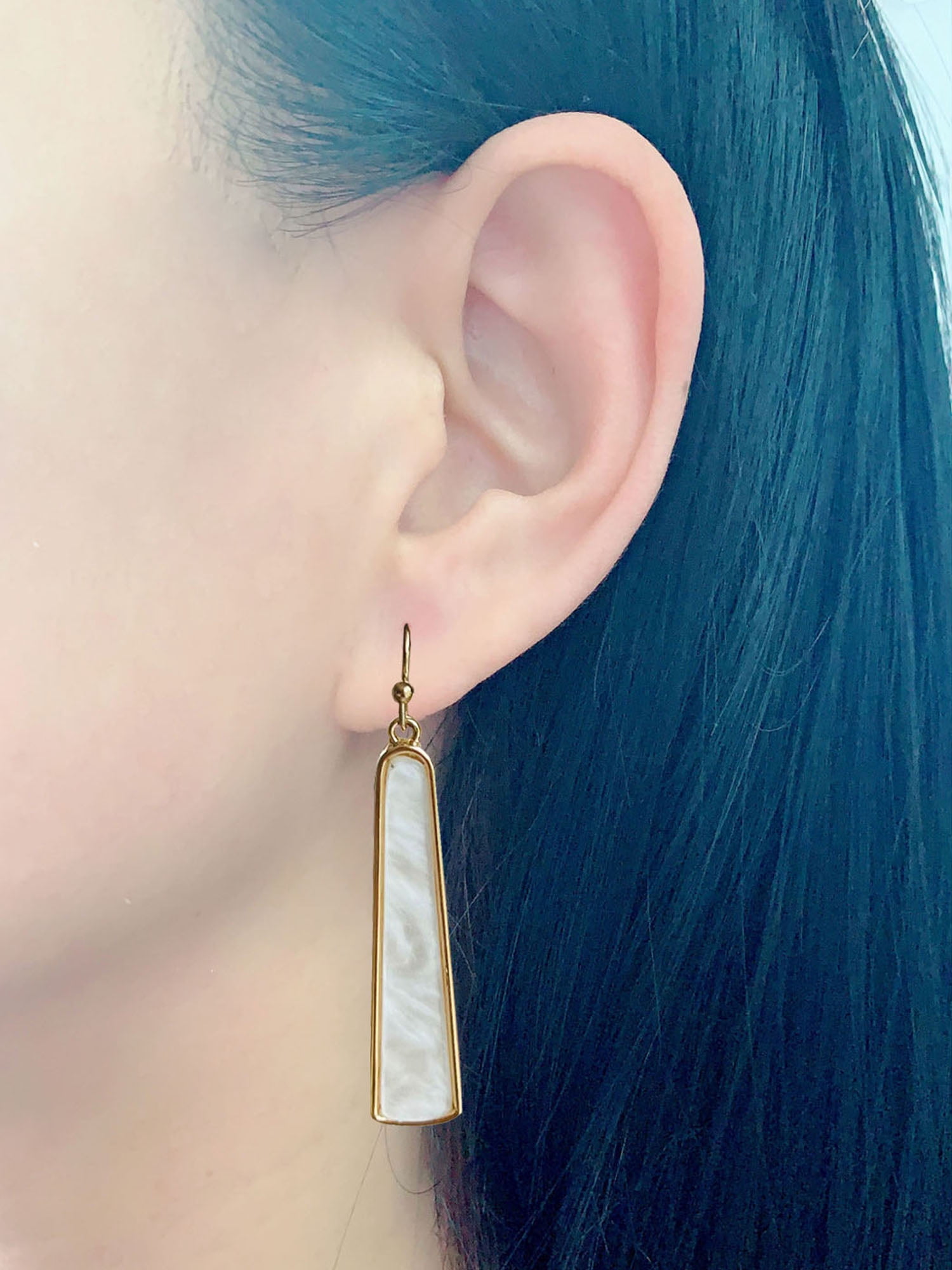 Time and Tru Mother of Pearl Gold Plated Fish Hook Earrings with Bullet Backs