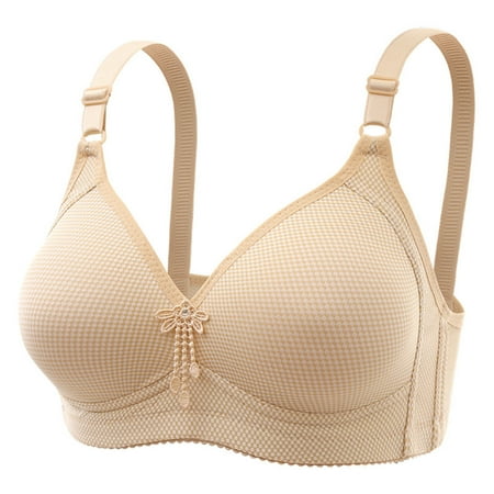 Samickarr Plus Size Bras for Women Full Coverage Gathered Push Up Lingerie Adjustable Wirefree Bras Thin Breathable Wireless Bralettes