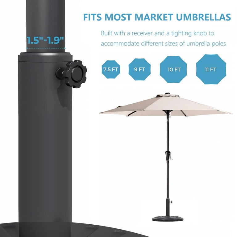 KOOL Round Umbrella Base, 26.5 lbs, Black photo 6