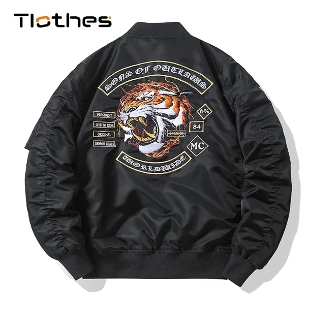 Tiger Embroidery Bomber Jacket Mens Clothing Hip Hop Baseball