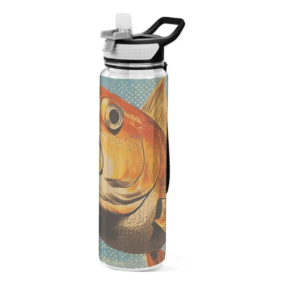 BZSMCE Sport Bottle Golden Fish in A Dreamy Blue Ocean Outdoor sports Water Bottle Size: 10.4x3in