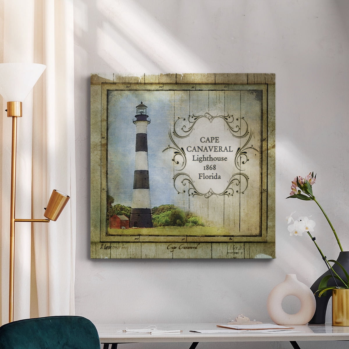 Wexford Home Florida Lighthouse II-Premium Gallery Wrapped Canvas, 32" x 32" - Ready to Hang