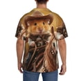 thumbnail image 3 of Lsque Western Cowboy Guinea Pig print Men's Cuban Collar Short Sleeve Shirt Summer Beachwear Casual Button Down Fashionable Vacation Leisure Shirt-3X-Large, 3 of 7