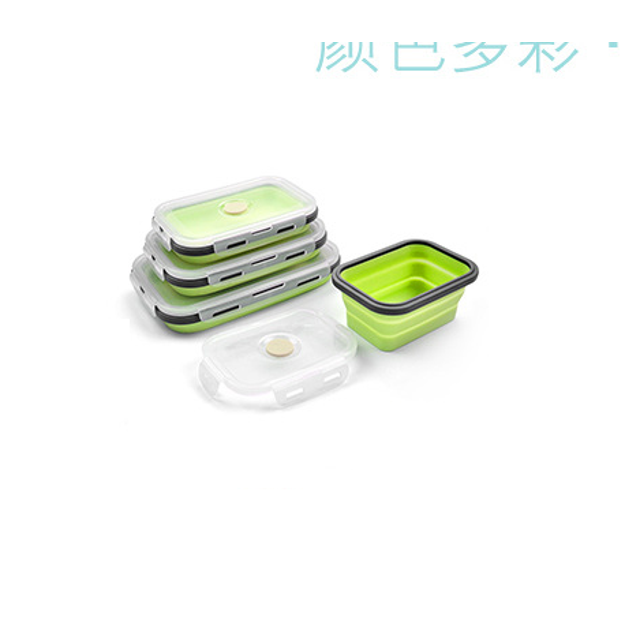 Fiambrera plegable de silicona, caja de conservación portátil, caja de almuerzo para microondas, caja de almuerzo de plástico, caja de almacenamiento para refrigerador