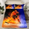 thumbnail image 2 of jejeloiu Ice Hockey Gamer Twin Sheet Sets,Sport Theme Twin Fitted Sheet,Orange Purple Flat Sheet For Boys Kids,Super Cozy Room Decor,3 Pieces, 2 of 7
