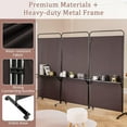 thumbnail image 3 of GOFLAME 3 Panel Room Divider with Storage Shelves, 6FT Folding Privacy Screen with Lockable Wheels, Portable Rolling Wall Divider, Freestanding Partition Screen for Room Separation, Brown, 3 of 18