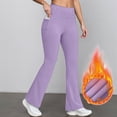 thumbnail image 2 of larppty Women's Fleece Lined Flare Leggings - Thermal High Waisted Bootcut Yoga Pants with Pocket for Winter Gym & Daily Wear（Purple，XL）, 2 of 2