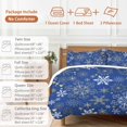 thumbnail image 6 of Christmas Snowflake Comforter Set Full Size, Blue Gold Watercolor Decoration Soft Bedding Set for Man Woman, 4 Pieces Duvet Cover Set with Fitted Sheet, 2 Pillowcases, 6 of 9