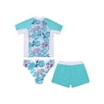 thumbnail image 4 of iiniim Girls Short Sleeve Rash Guard Set with Briefs 3Pcs Summer Swimsuit for Surfing Diving Leaf 10, 4 of 7