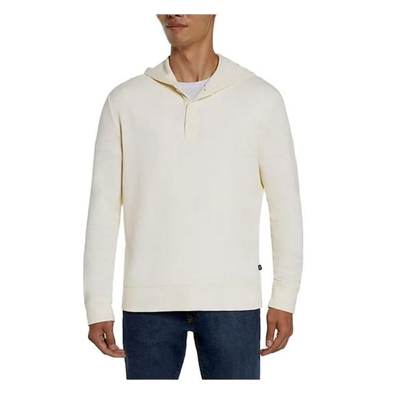 Gap Men's Waffle Henley Hoodie in Cream Size XXL