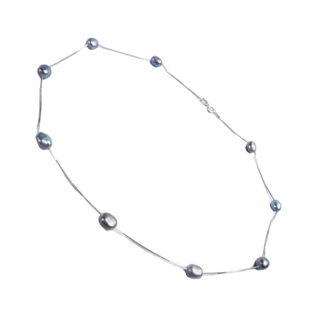 Sonducket Collar de perlas de plata para mujer, reemplazo decorativo, portátil, exquisito, gargantilla de boda para fiesta, adorno de joyería Ropa, zapatos y accesorios Miscelánea Azul negro 50cm