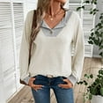 thumbnail image 5 of Womens Long Sleeve Shirts Fall Fashion 2026 Patchwork Button Up V Neck Sweatshirt Casual Pullover Tops (XL, White), 5 of 6