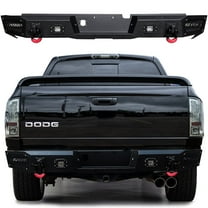 Vijay Compatible with 2003-2004-2005-2006-2007-2008-2009 Dodge RAM 2500/3500 Rear Bumper Textured Black Steel with Light and D-ring