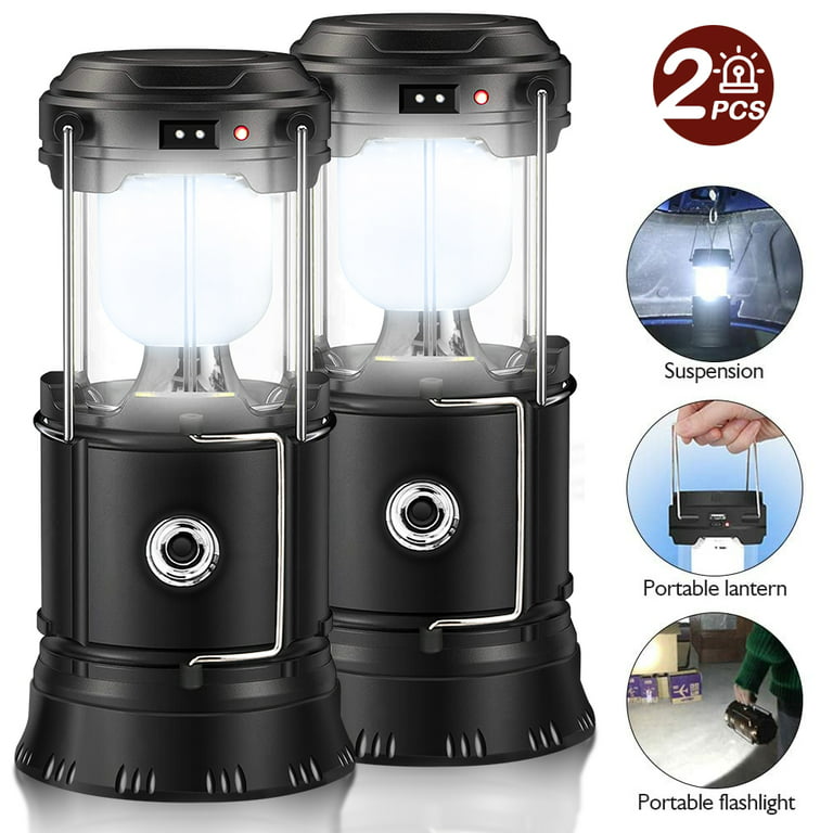 Collapsible Portable LED Camping Lantern XTAUTO Lightweight Waterproof  Solar USB Rechargeable LED Flashlight Survival Kits for Indoor Outdoor Home
