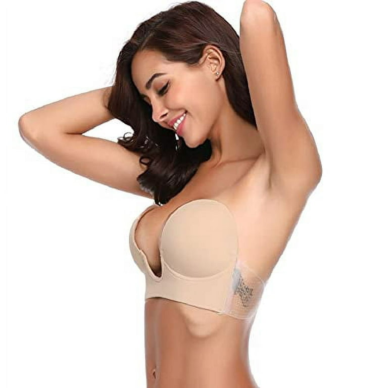 Buy Sensual Lady Adhesive Strapless Bra, Invisible Sticky Bra Push Up Deep  U-Shaped Plunge Sticky Bra, Reusable Silicone Backless Breast Lifting Magic  Bras for Women (Skin) (B) at