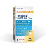 Glenmark Maximum Strength Famotidine Tablets, 20 mg, Acid Reducer for Heartburn Relief, 85 Count