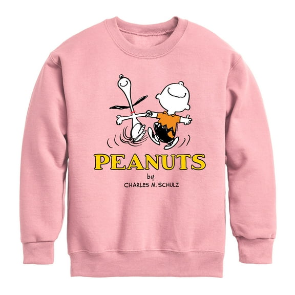 Peanuts - Charlie Snoopy Dancing Graphic Long Sleeve Fleece Sweatshirt