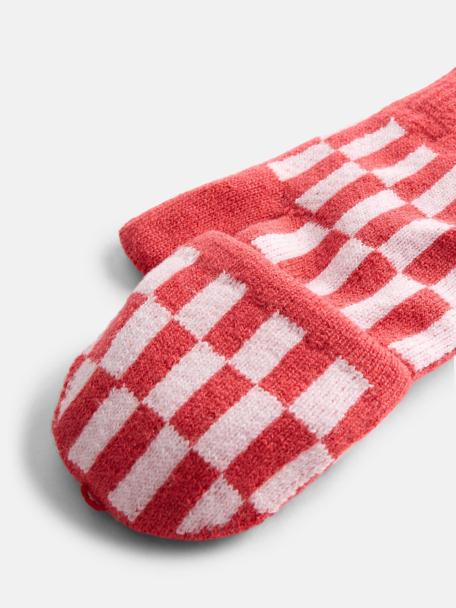 No Boundaries Women's Ribbed Knit Checkered Pop Top Mittens