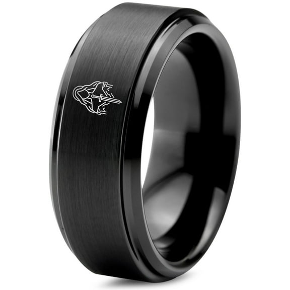 Gamer Black Ring Minimalist Tungsten Valentines Day Gift Anniversary Gifts for Men Exotic
