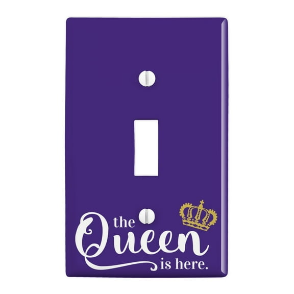 The Queen is Here Crown Royalty Plastic Wall Decor Toggle Light Switch Plate Cover