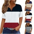 thumbnail image 5 of Diufon Womens Summer Tops Casual Short Sleeve Button V Neck Shirts Wave Printed Cut-outs Plus Size Loose Top, 5 of 5