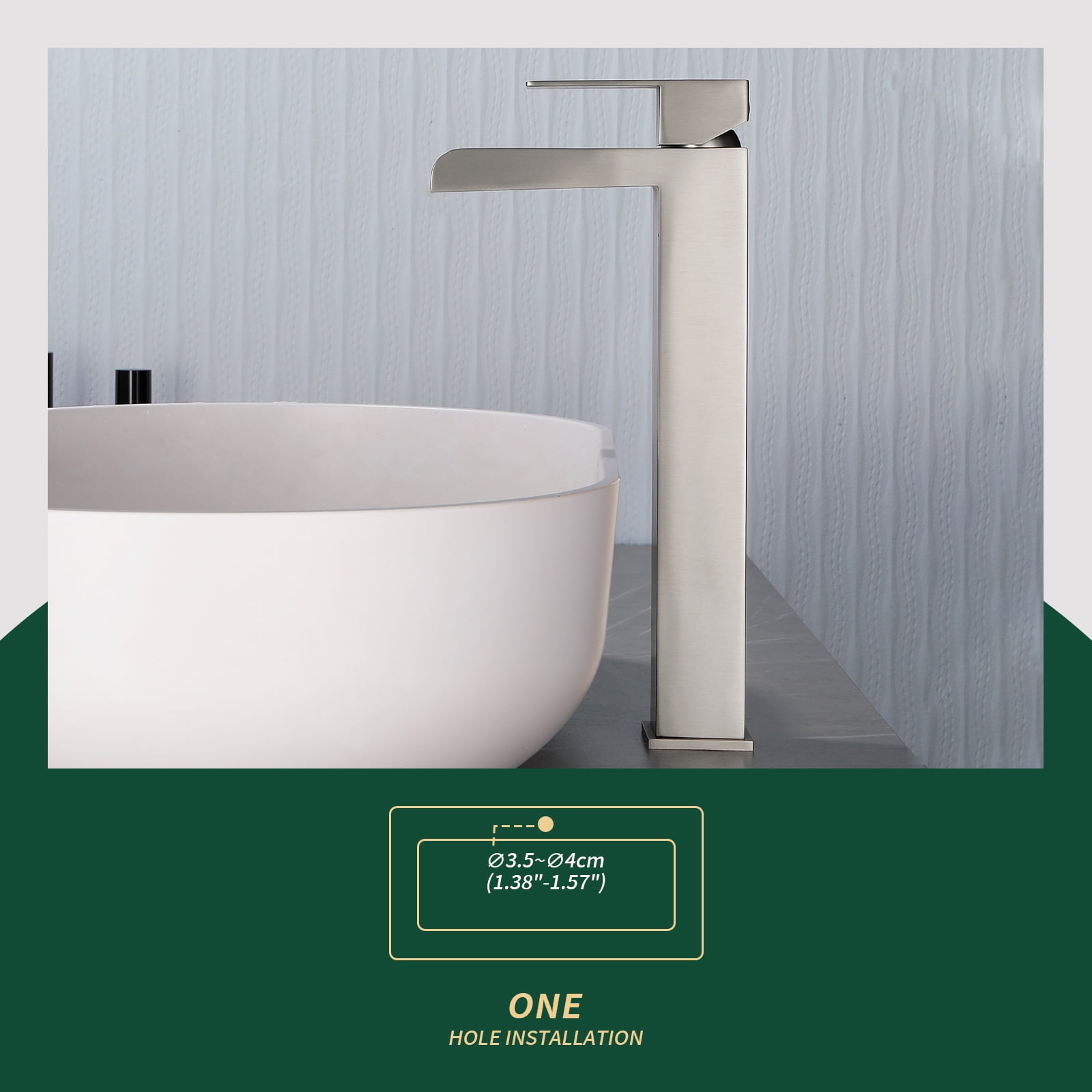 Cobbe Bathroom Faucet Single-Handle with Pop-Up Drain Single-Hole Installation Bathroom Vessel Sink Faucet Brushed Nickel