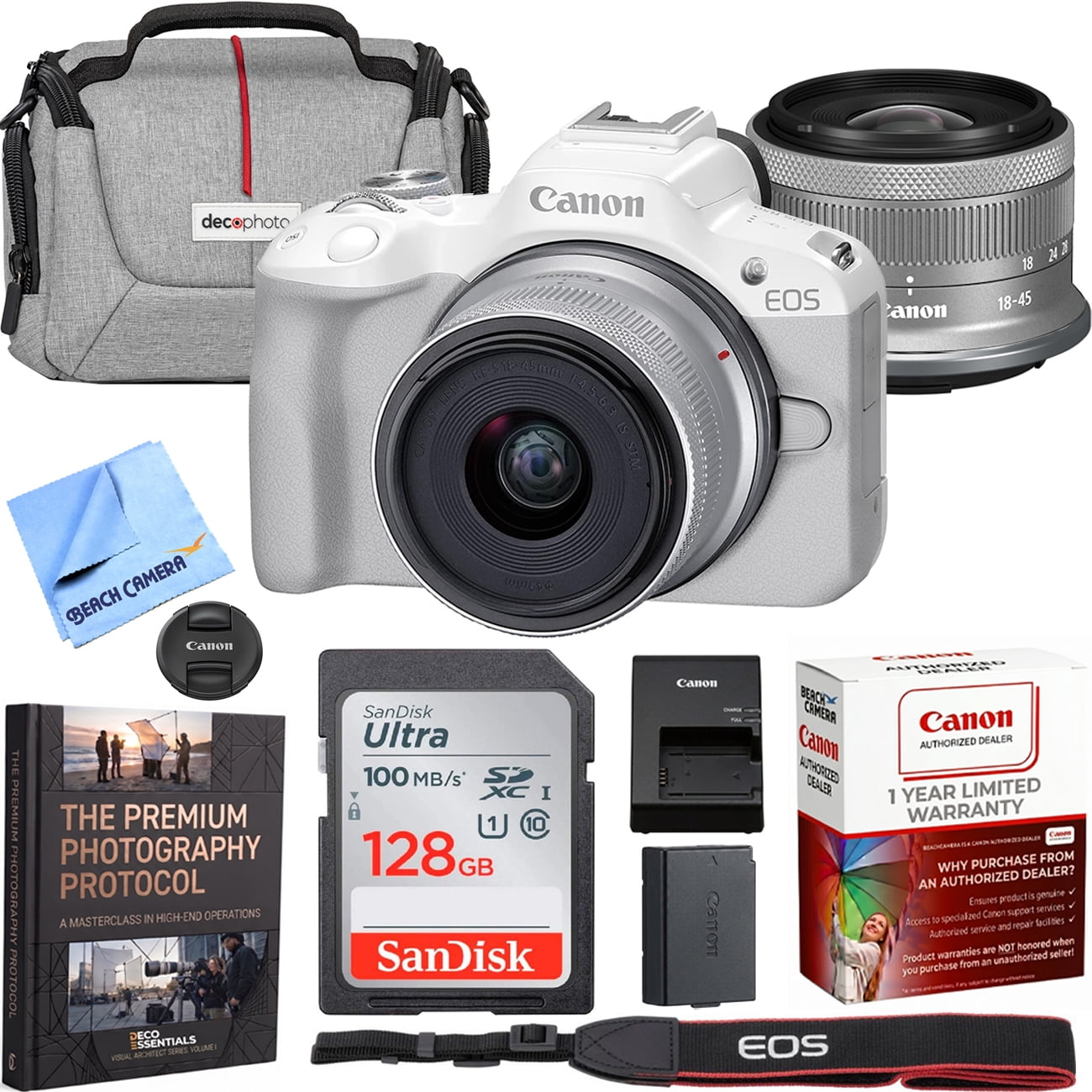 Canon EOS R50 Mirrorless Camera, RF-S 18-45mm Lens, 24.2MP Sensor