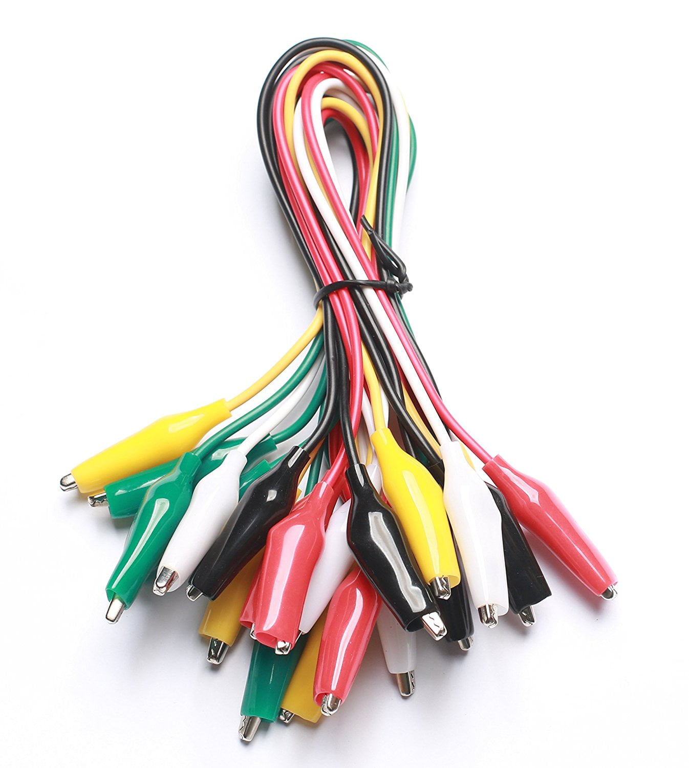 2 x 10pc Multi Color Insulating Test Lead Cable Set Double Ended Alligator Clips 
