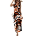 thumbnail image 1 of Maxi Robe Imprimée Joyeuses Fantômes Robe d'Halloween Sexy Col en V Motif Boho Plage Longues Robes Streetwear Grande Taille Vestido, 1 of 5