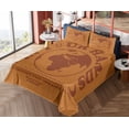 thumbnail image 4 of Ambesonne Emoji Fitted & Top Sheet Set with Shams, Dreamy Earth with Funny Faces, Burnt Orange Dark Rust, 4 of 5