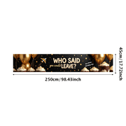 LUUFILx Black Gold Themed Farewell Party Banner with Airplane Star Elements Background Decors for Departure Parties Goodbye Events Photography Props Decorations