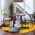 thumbnail image 3 of Abstract Color Block Round Rugs for Living Room 6ft Yellow Block Gradient Gray Modern Non Slip Circle Rug Washable Low-Profile Indoor Carpet for Bedroom, Dining Room, Bathroom, 3 of 9