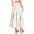 thumbnail image 4 of GEWSEY Womens Maxi Skirt Summer Boho Long Flowy Elastic High Waist A-Line Tiered Skirts 2026 Casual Beach Vacation Clothes (White, L), 4 of 9