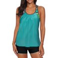 thumbnail image 1 of Women's Racerback Tankini Color Block Top Swimsuit with Boyshorts Bathing Suit Swimwear, 1 of 5