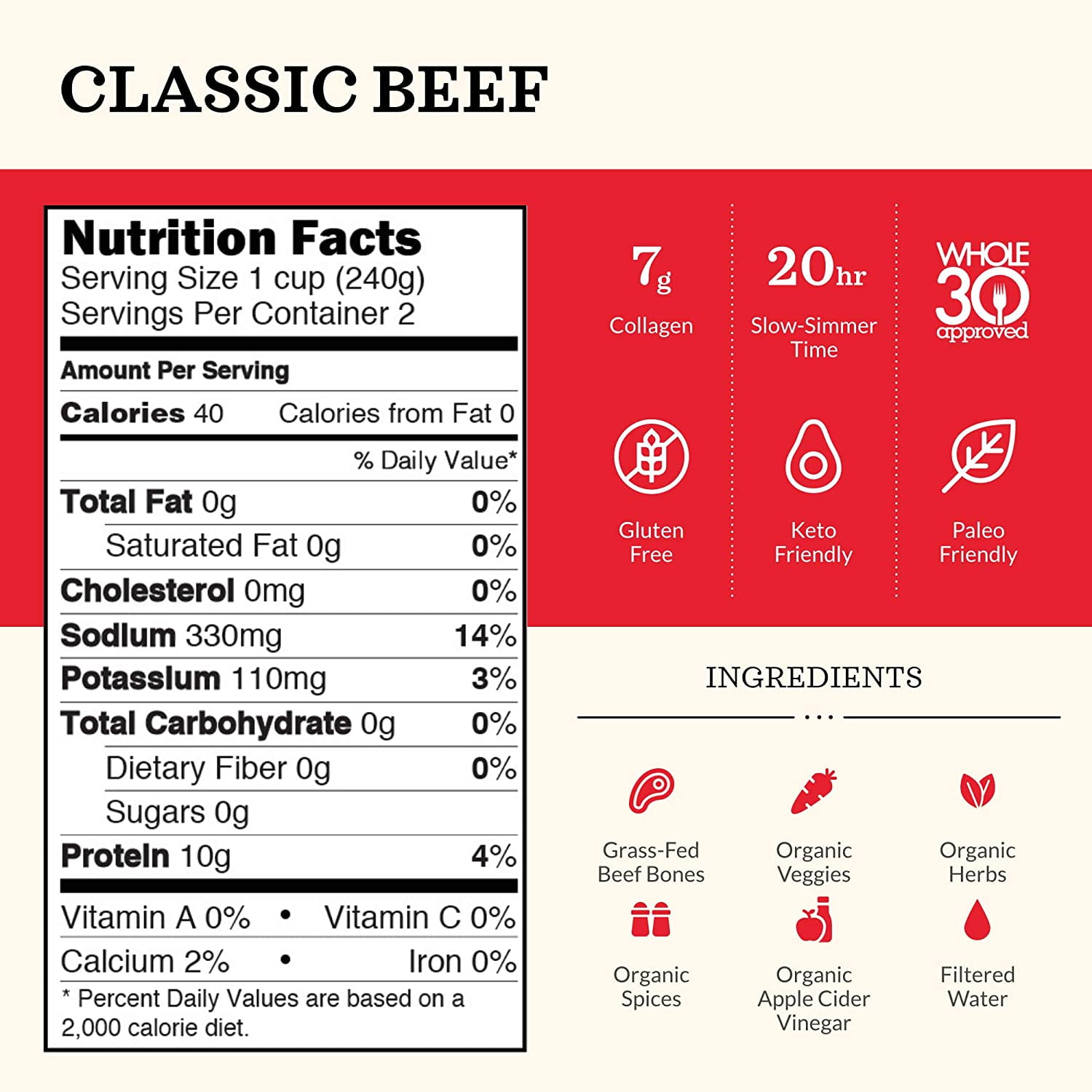 Kettle & Fire Bone Broth Beef 16.2 fl oz Pack of 2