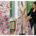 thumbnail image 5 of Soimoi White Cotton Cambric Fabric Leaves & Floral Watercolor Printed Craft Fabric by The Yard 56 Inch Wide, 5 of 7