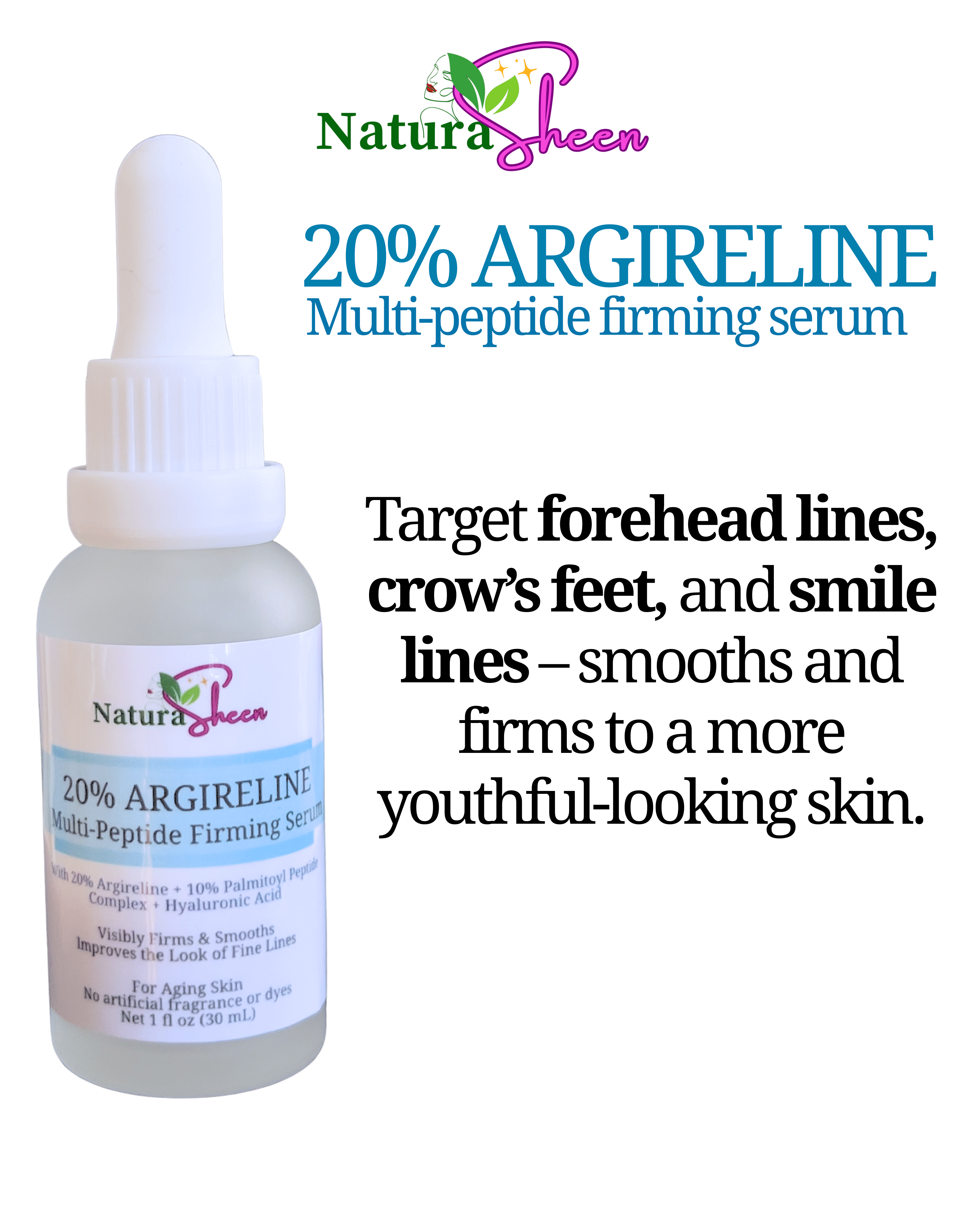 20% ArgiReline + 10% Multi-Peptides Matrixyl 3000 + 100% Strength Hyaluronic Acid  Serum for Skincare - Serums Clear No Fragrance Lightweight Moisturizer