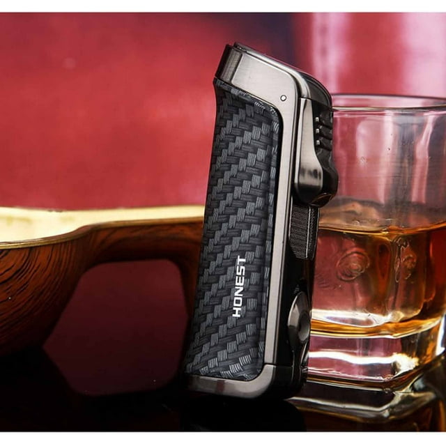Torch Lighter, 1.38*3.74 Inch Refillable Butane Lighter with Lock, Windproof and Waterproof Adjustable Jet Flame Lighters, Fireplace Fireworks Grill Camping BBQ Lighter