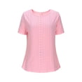 thumbnail image 5 of Sexlip Long Tunic Tops for Womens Casual Crew Neck Short Sleeve Blouse Solid Color Loose Fit Flowy Beach Tee Shirts Pink S, 5 of 7