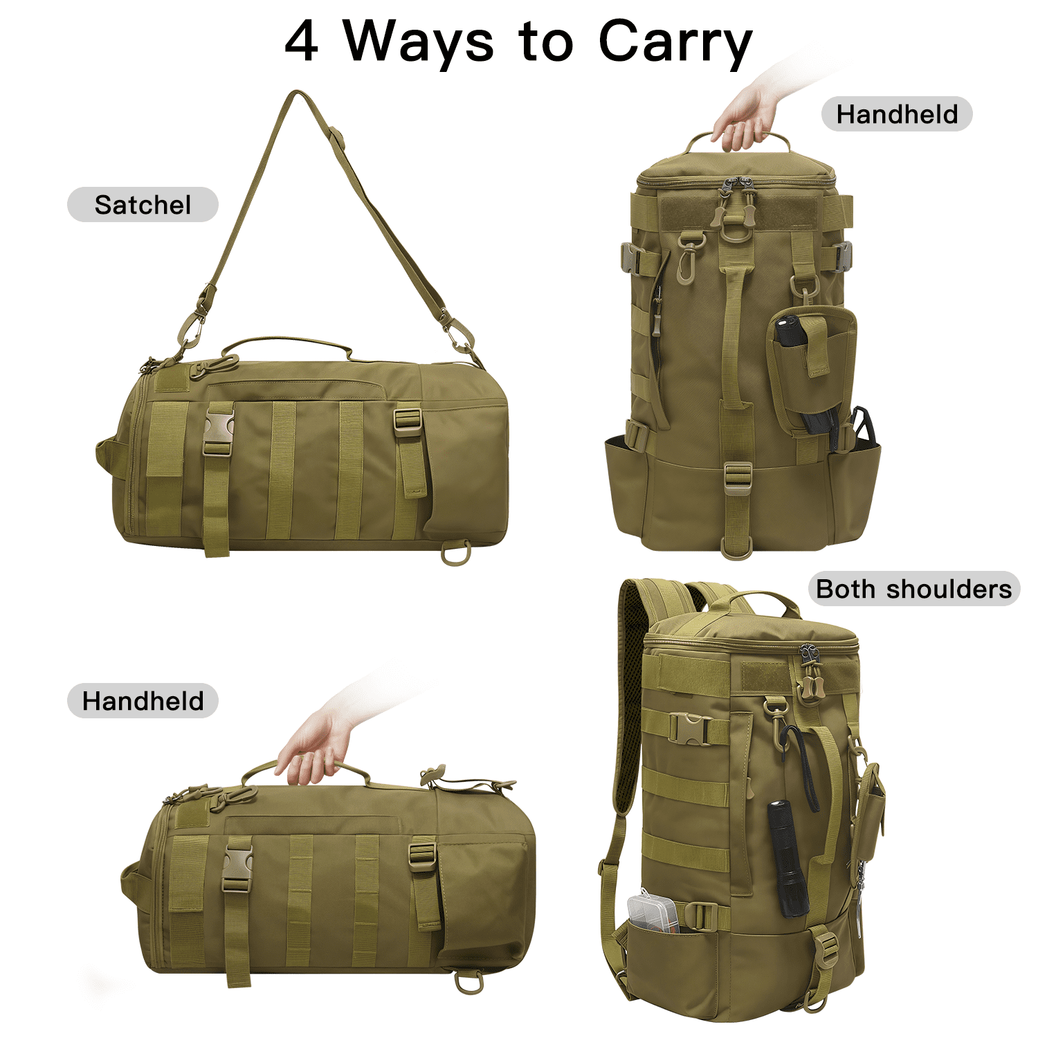 AGOPLEE Unisex Fishing Backpack with Rod Holder, Fishing Tackle Sling Bag, Brown