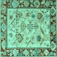 thumbnail image 1 of Ahgly Company Indoor Square Abstract Turquoise Blue Modern Area Rugs, 7' Square, 1 of 4