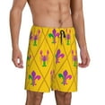 thumbnail image 2 of Naloa Mardi Gras Crayfish and Fleur de lis Men's Short Pajama Pants, Lounge Comfort Shorts with Elasticized Waistband and Side Pockets - 4X-Large, 2 of 9
